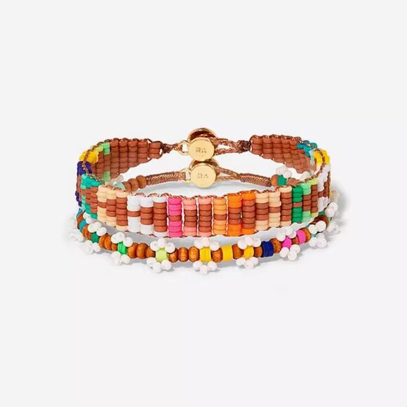 Roxanne Assoulin Woven Beaded Bracelets Set of 2 Bohemian Causal